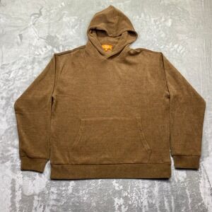 NEGATIVE SPACE Corduroy Hoodie Pullover Tan Brown Kangaroo Pocket Men's Size M